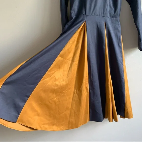 Carlucci Colorblock Pleated Dress mustard - Picture 4 of 9